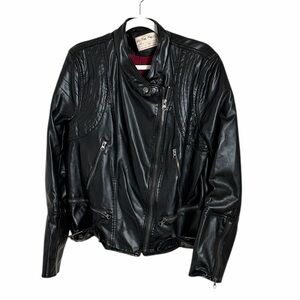 Free People We the Free Heartbreaker Faux Moto Leather Jacket Size XL